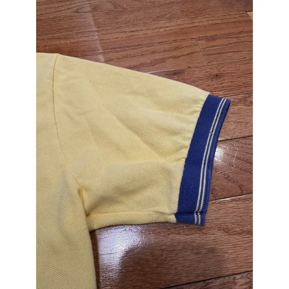 Ralph Lauren 1/4 Zip Polo Short Sleeve Classic Fit Shirt Yellow Blue golf prep M